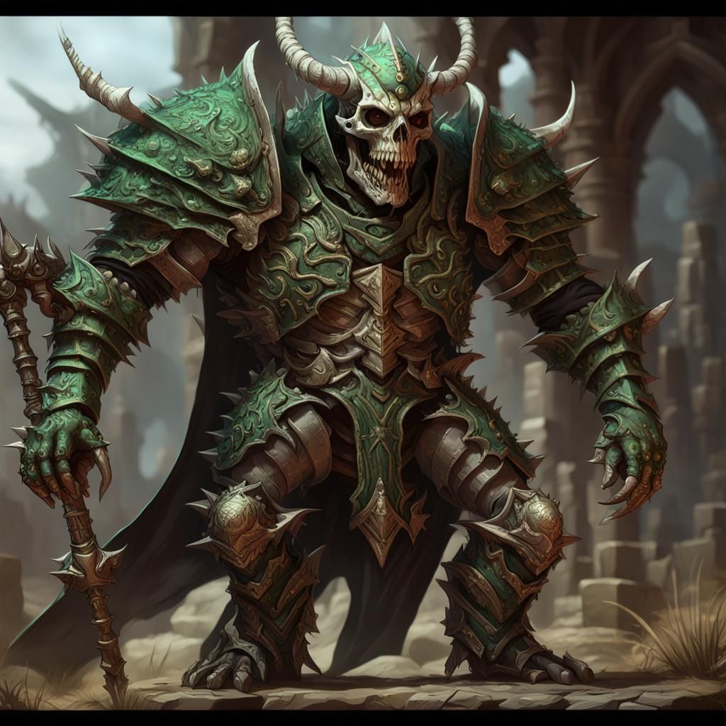 Ogre Skeleton Dragon Paladin in Dark Fantasy Style