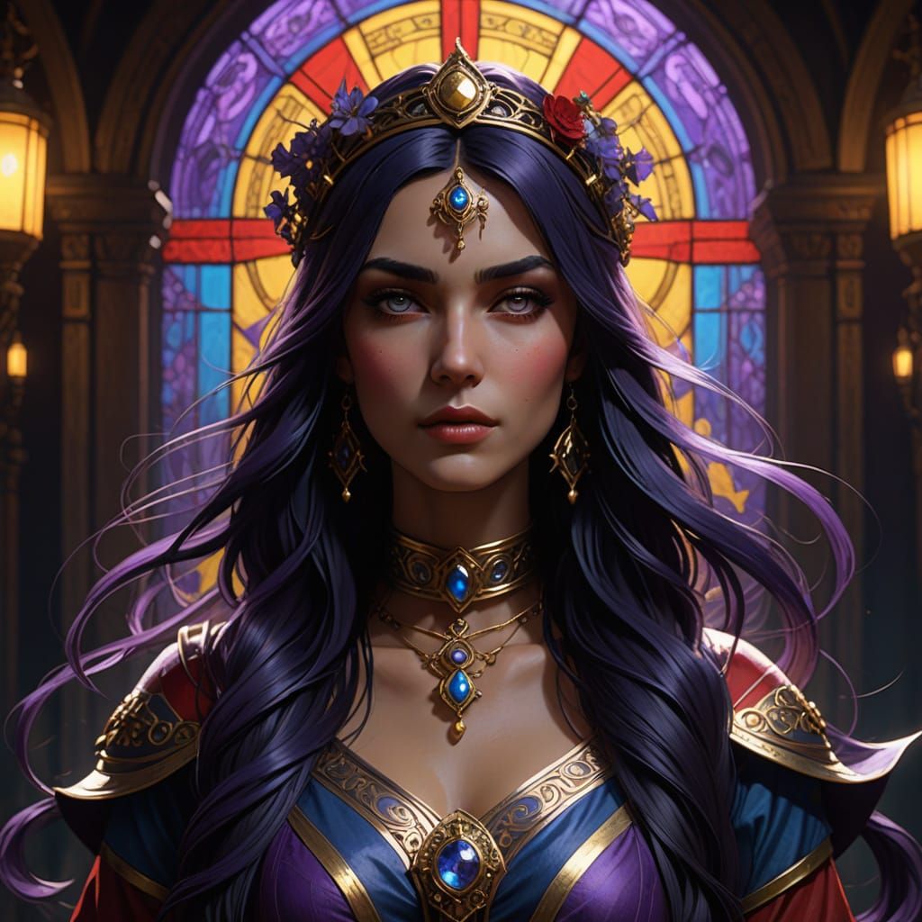 Goddess in Union Jack Outfit, Dark Fantasy Concept Art