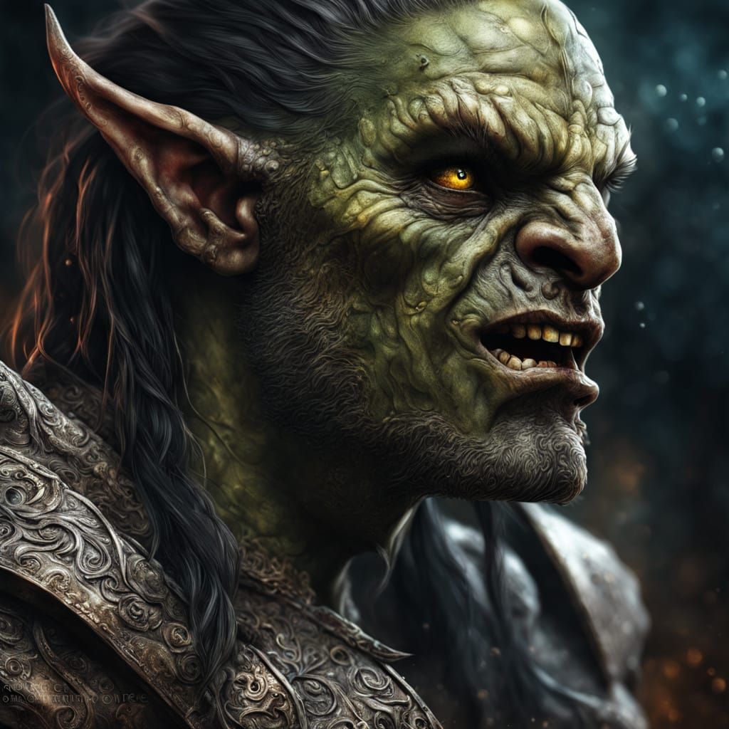 Hyper-Realistic Orc Portrait in Gritty Dark Fantasy Style