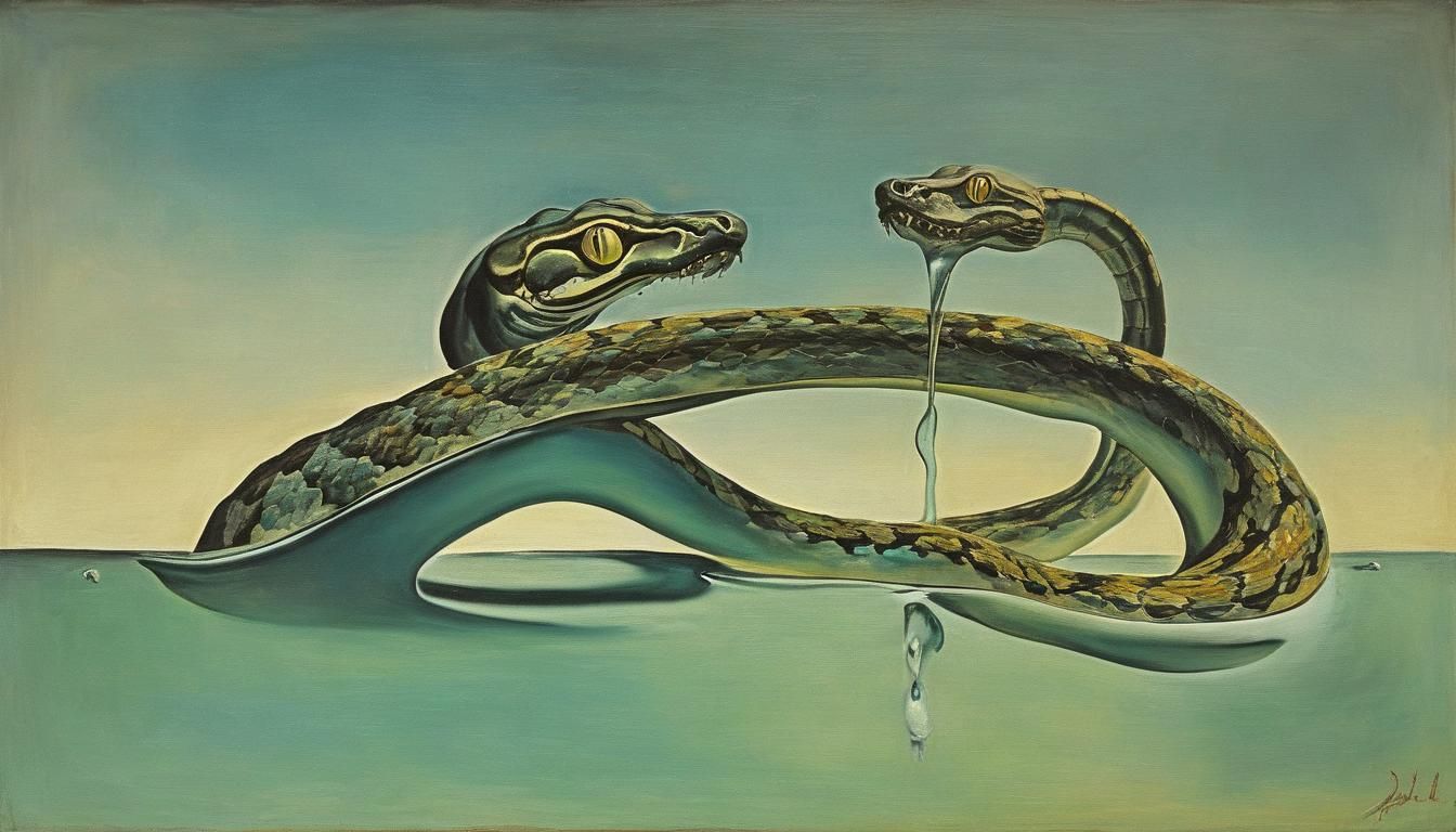 Surreal Snakes Hissing: A Dali-esque Oil Painting