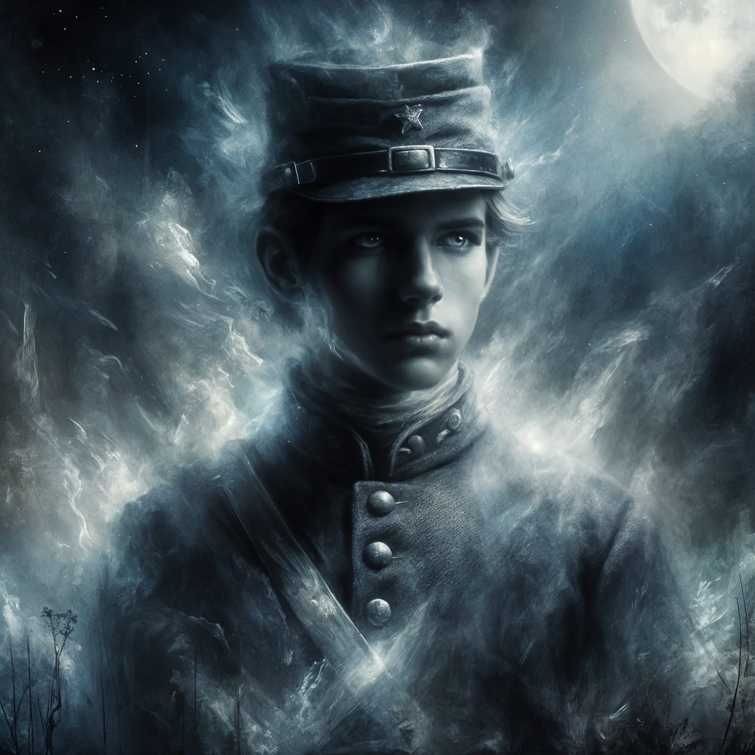 Haunting Portrait of Civil War Soldier in Oil