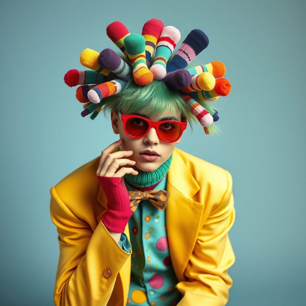 Person with Sock Hair in Pop Surrealist Style