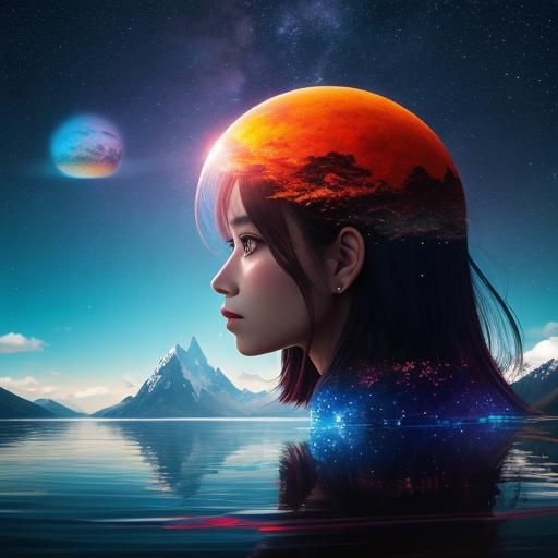 Double Exposure Portrait on Alien Planet