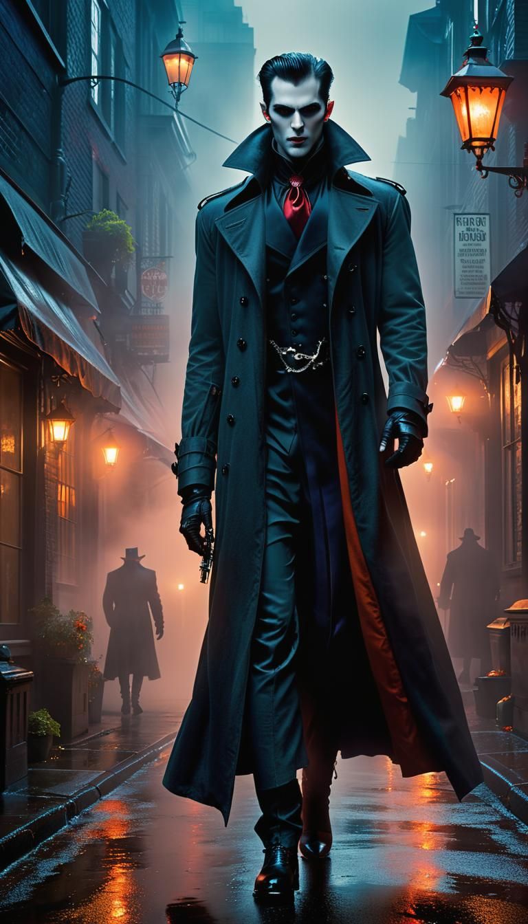 Ruby-Eyed Vampire in Misty Seattle Alley