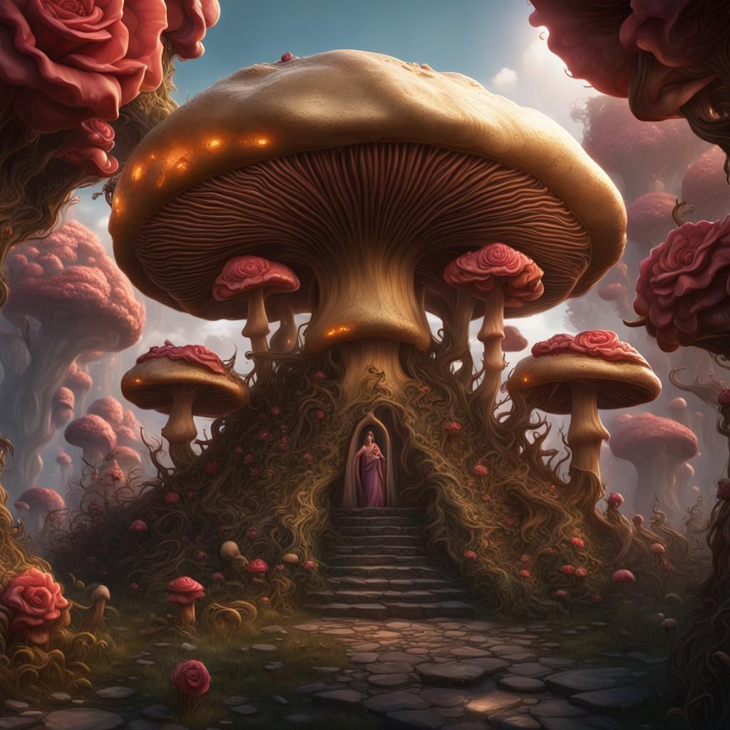 Golden Mushroom Kingdom: A Fantasy Concept Art