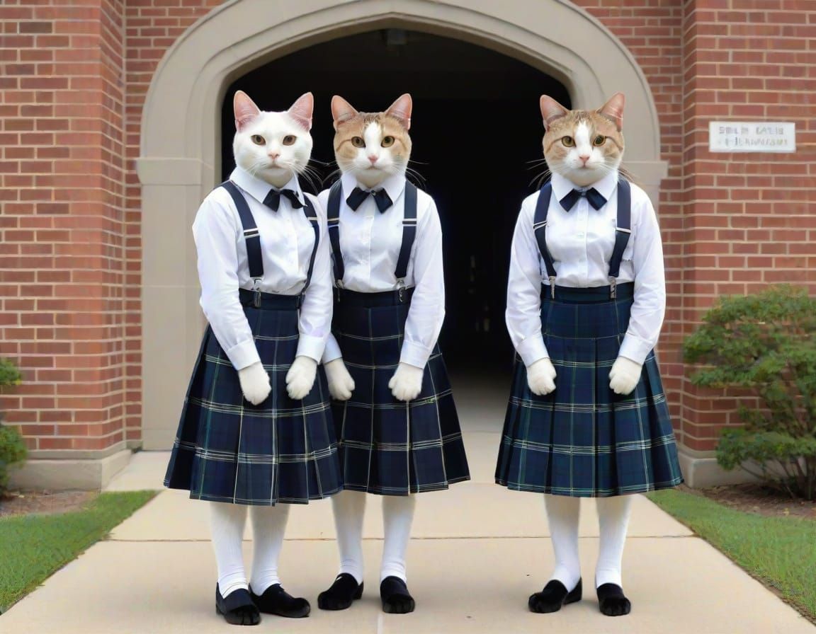 Cats in School Uniforms at St. Gertrude School