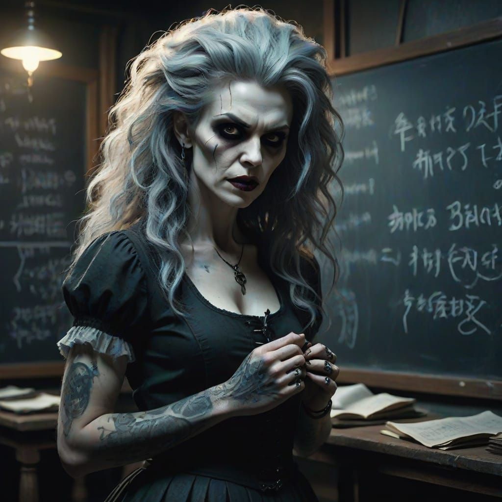 Vampire Biology Teacher in Dark Academia Style
