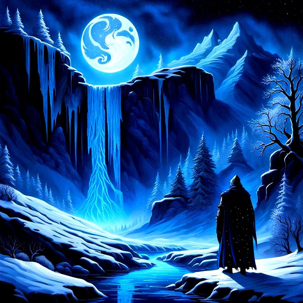 Dark Evil Windego in Winter Mountain Landscape