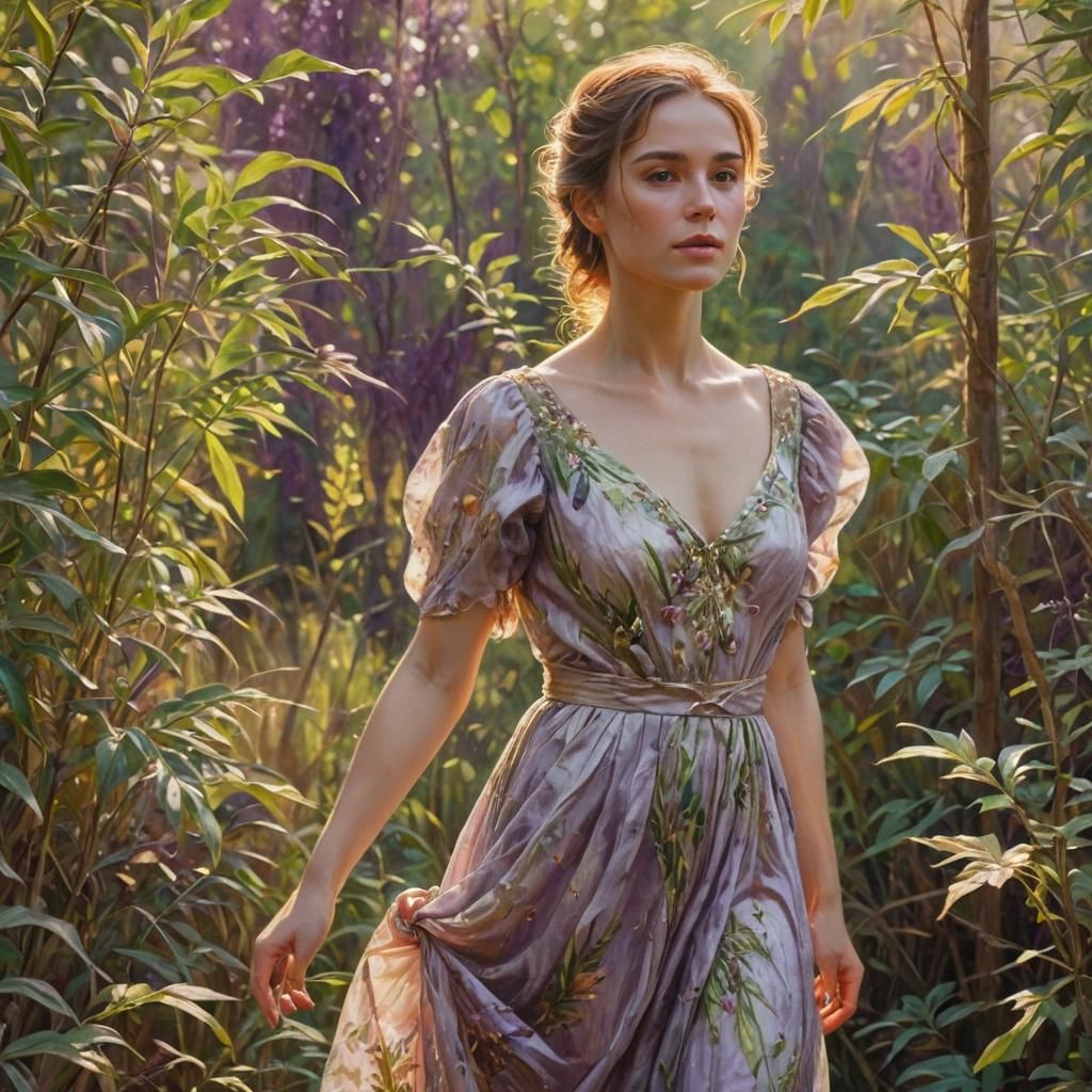 Impressionist Portrait of Woman in Vegetation