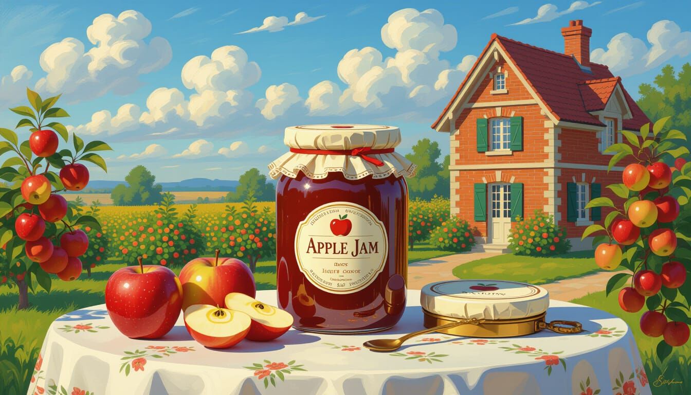 Luxurious Apple Jam Setting in Impressionist Style