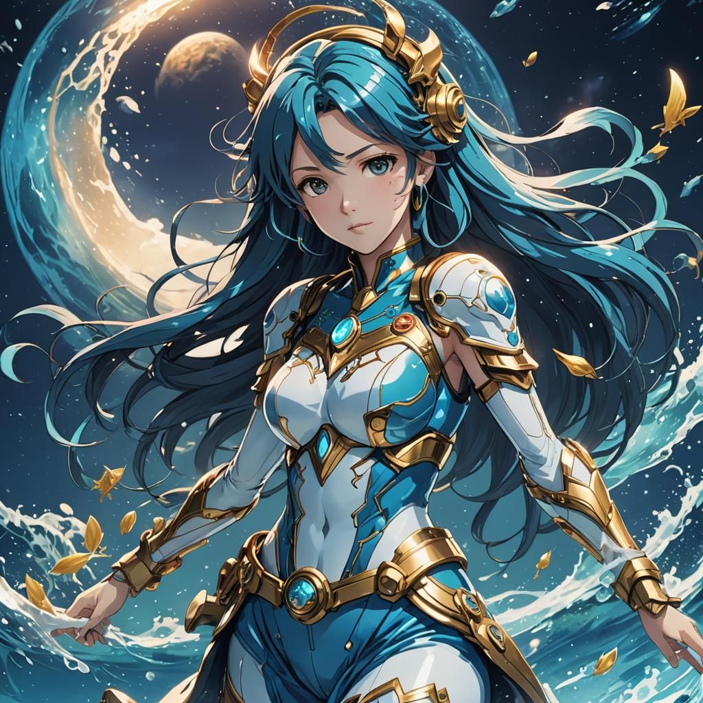 Aquarius Air Zodiac in Anime Style