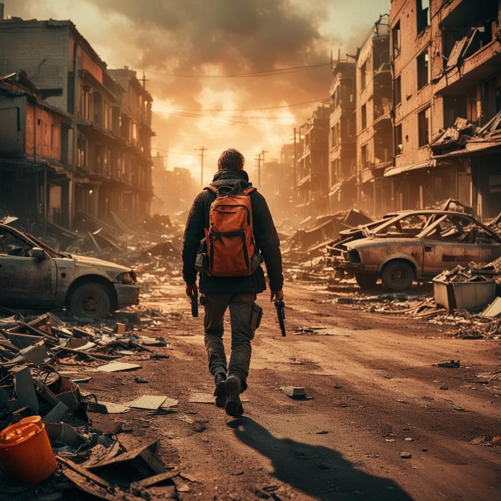 Post-Apocalyptic Townscape: Cinematic Film Still