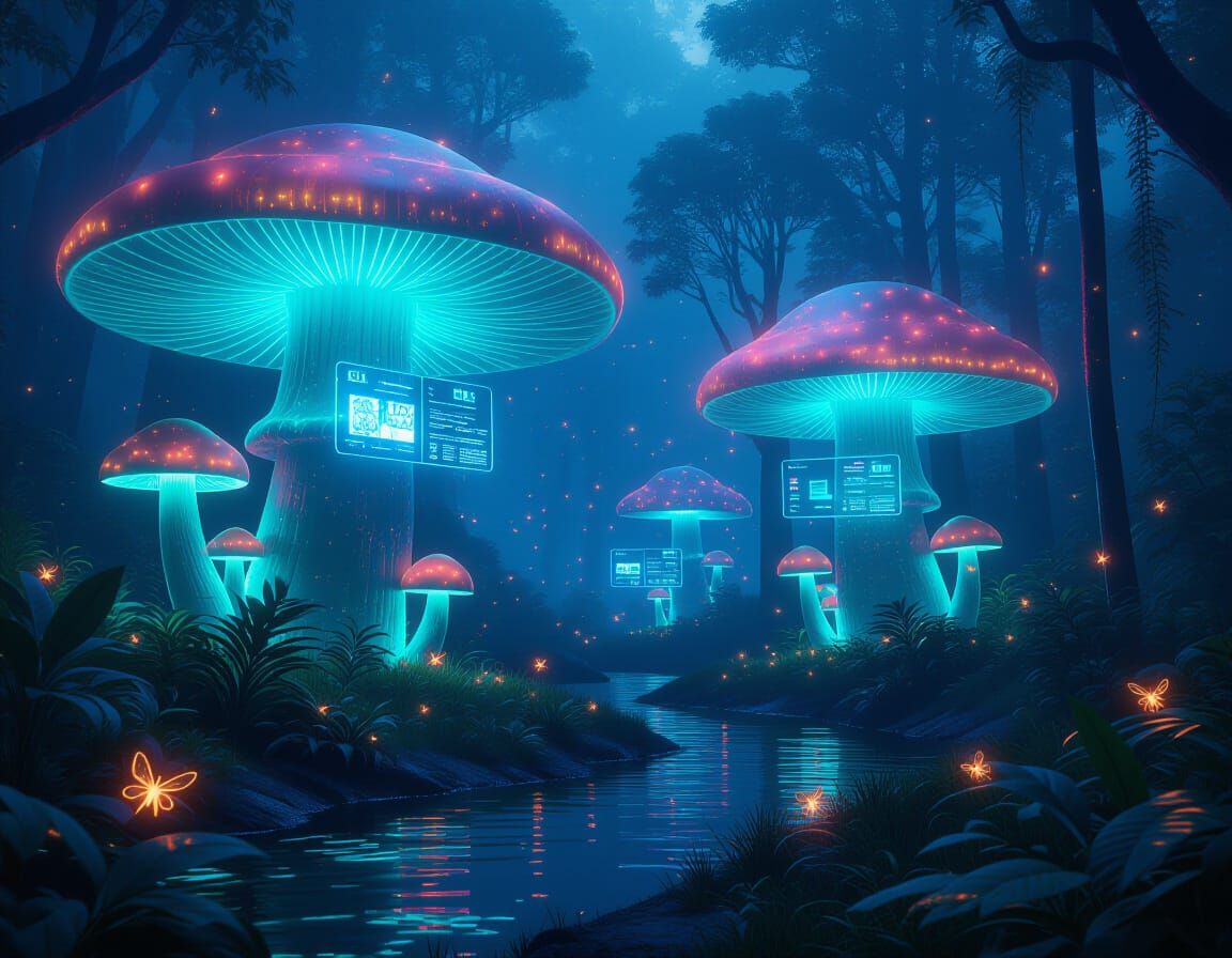Bioluminescent Forest with Holographic Interfaces