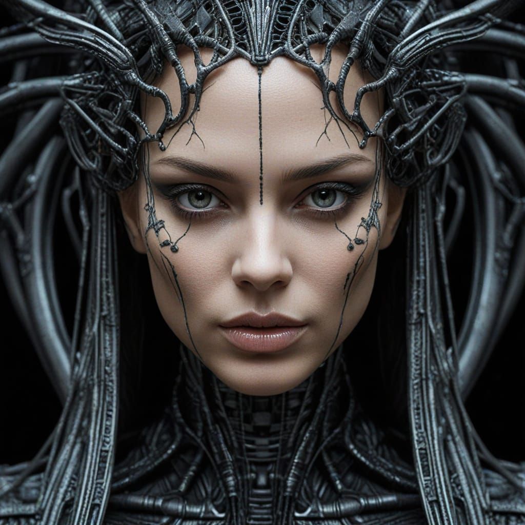 Stunning Woman in Giger Biomechanical Style