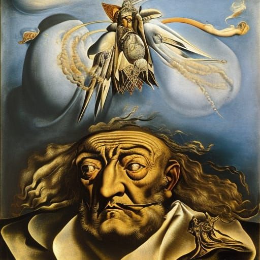 King Lear in the style of Salvador Dali and Otto Dix