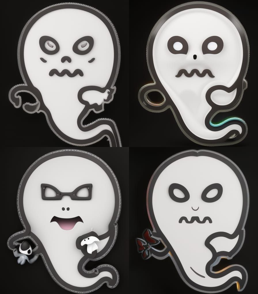 Friendly Cartoon Ghost in Photo Studio, 3D Render