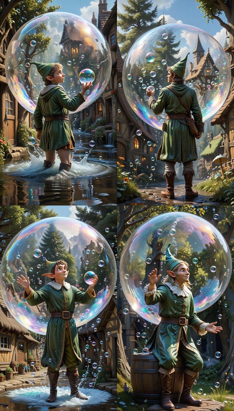Gigantic Giant Creates Joyful Soap Bubbles for Elven Childre...