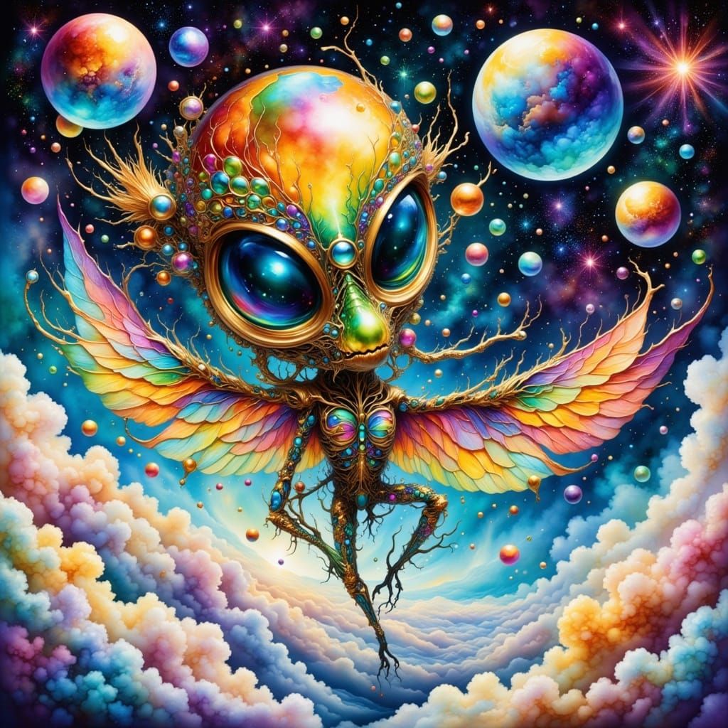 Alien Soaring in Vibrant Fantasy World