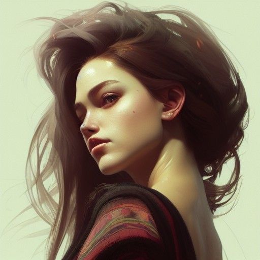 Beautiful Woman Portrait in Hyperdetailed Digital Art Style