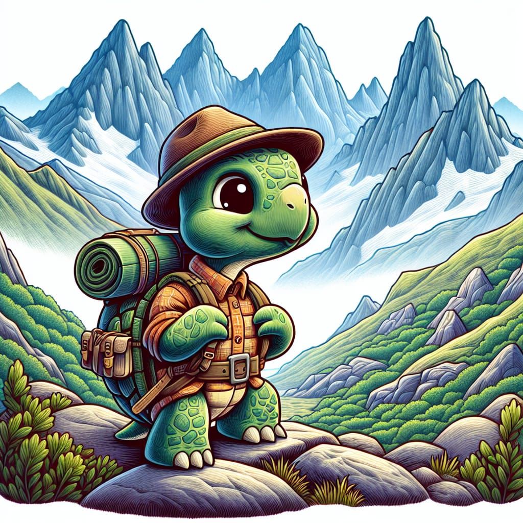 A turtle exploring the Rocky Mountains