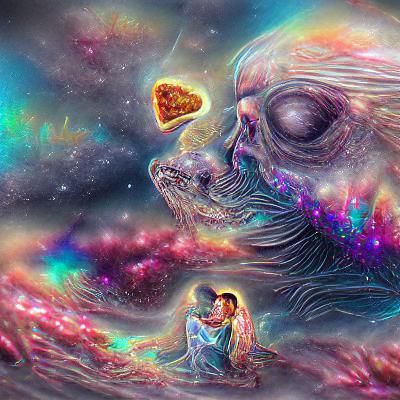 Cosmic True Love: Holographic Astral Illustration