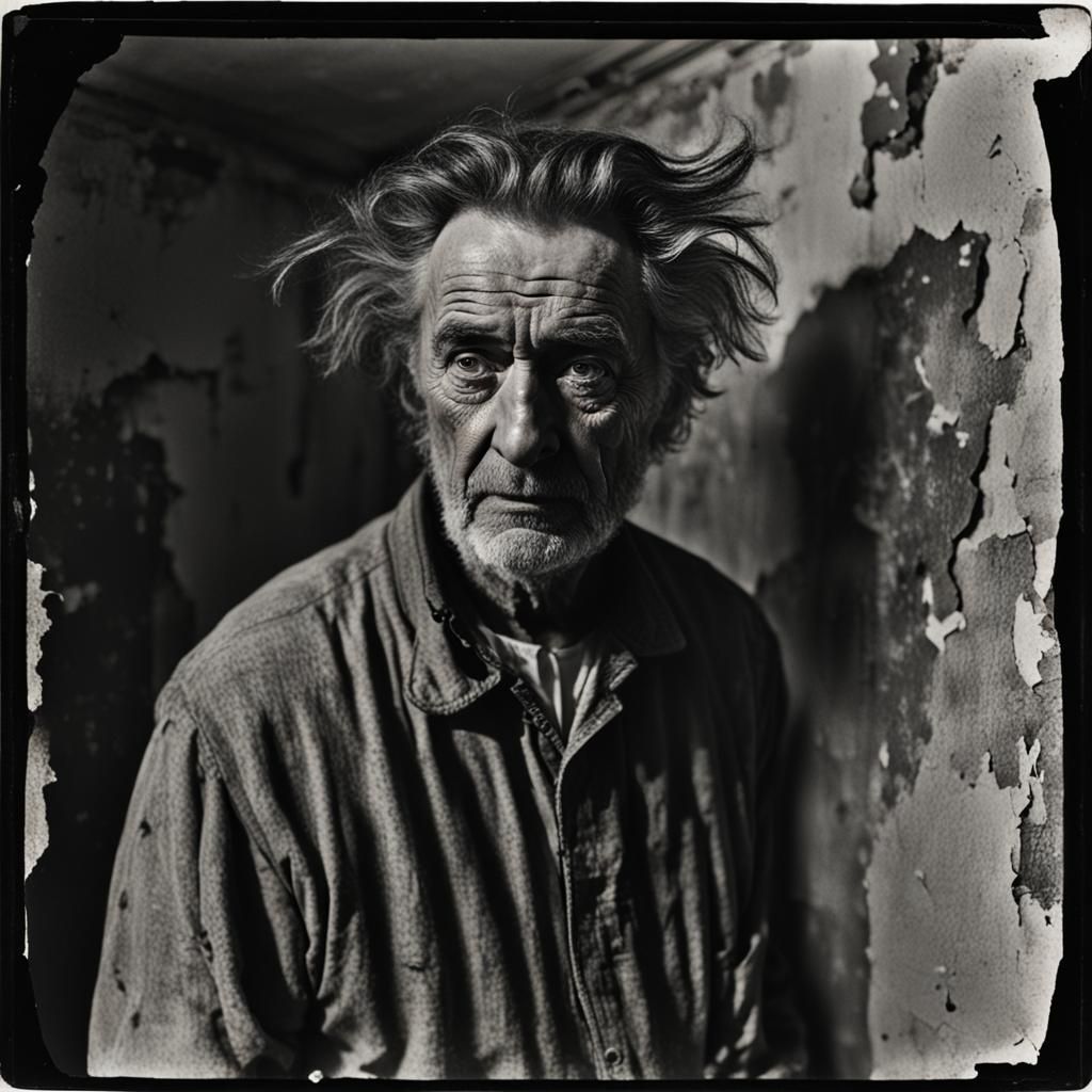 Chilling Portrait of Man in Dirty Room
