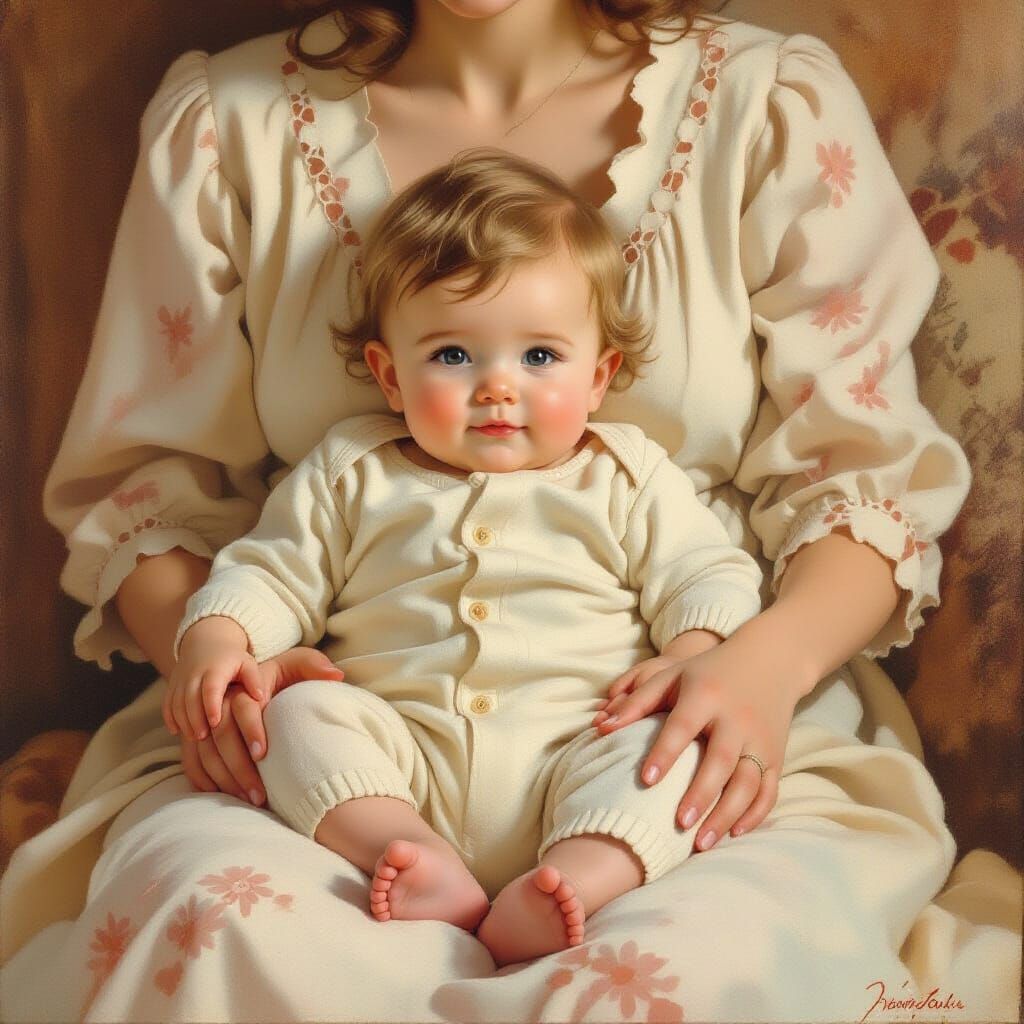 Mother and Baby Bond in Warm, Gentle Style