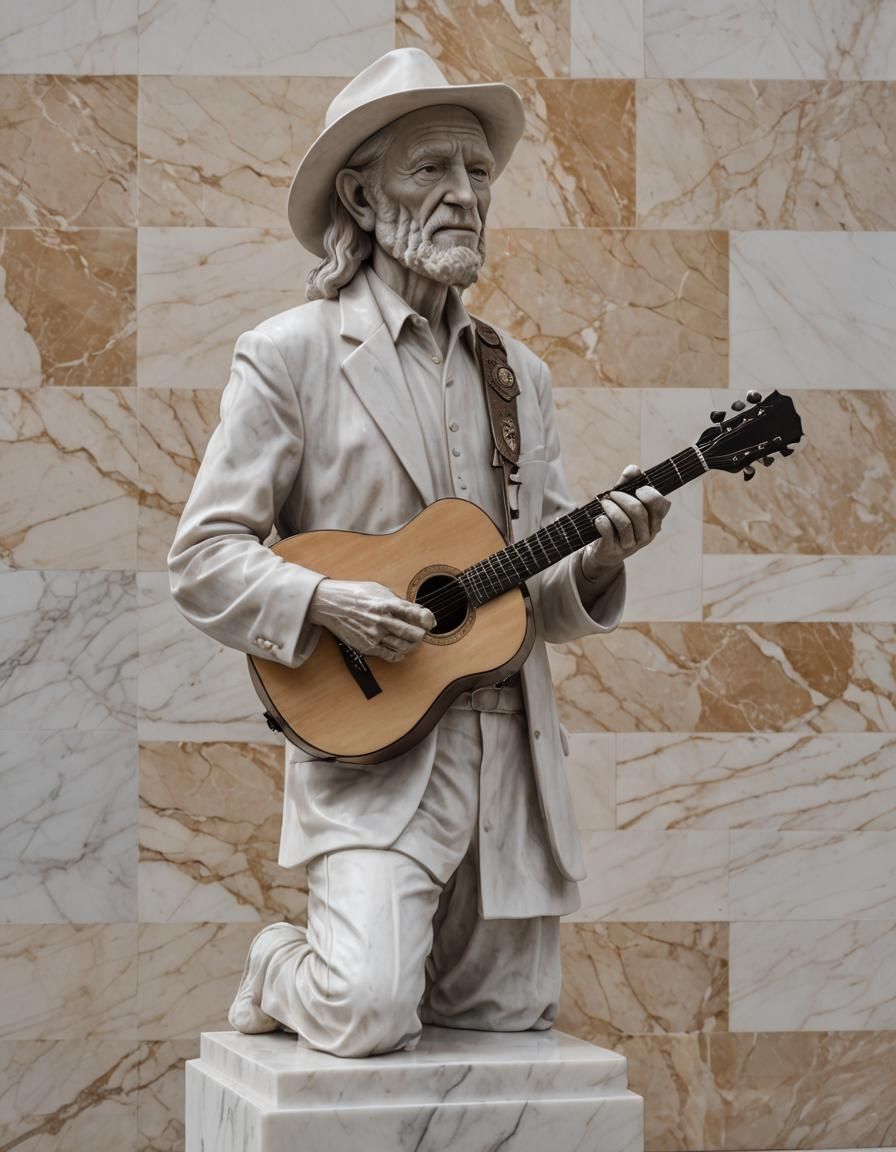 Willie Nelson White Marble Statue in Austin