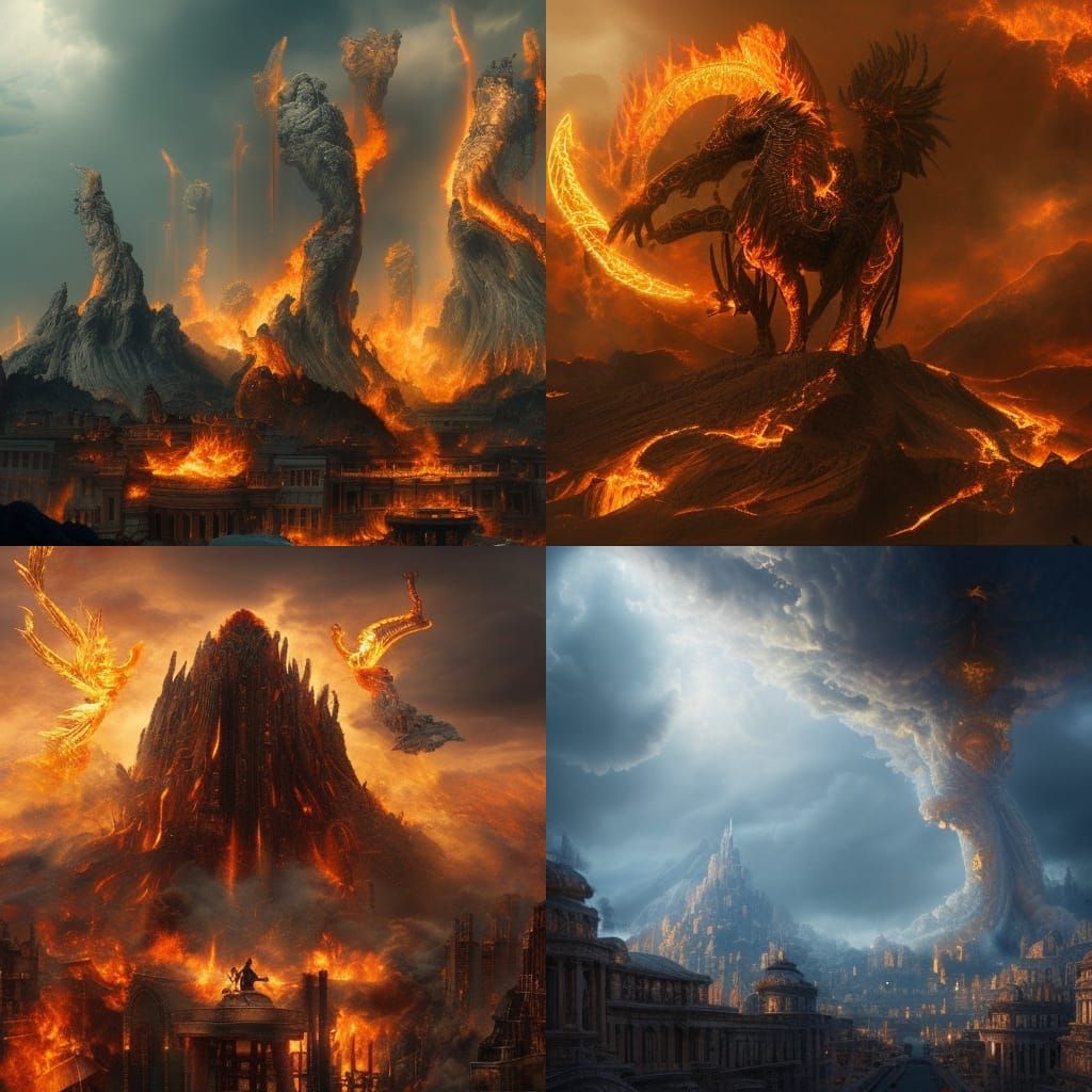 Epic God of Fire Digital Matte Painting