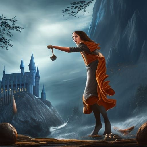 Harry Potter Casting a Spell: Detailed Matte Painting