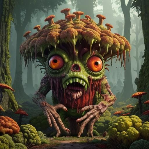 Zombie Broccoli Horde in Claymation Style