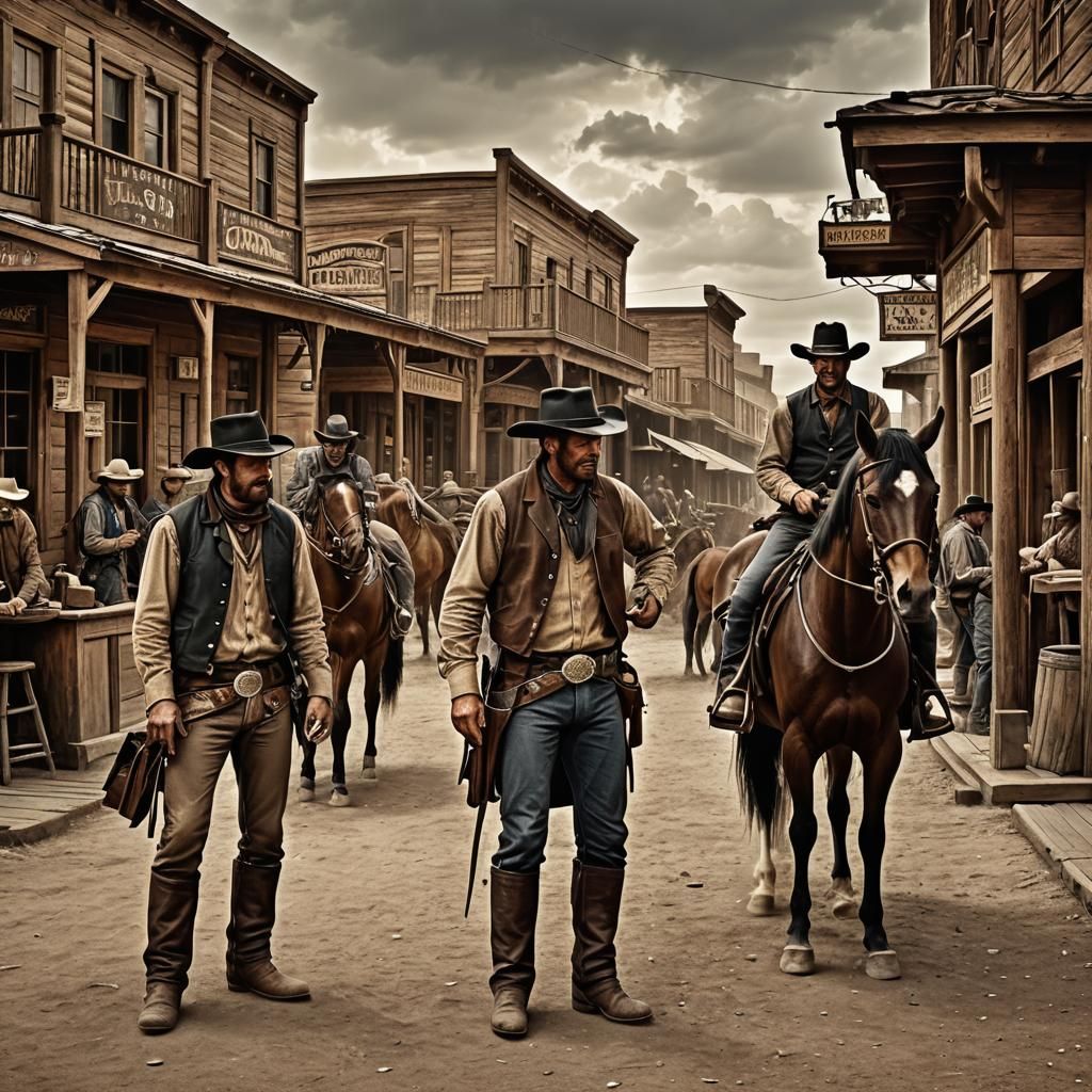 Western Cowboys Duel: Hyperrealistic HDR Scene