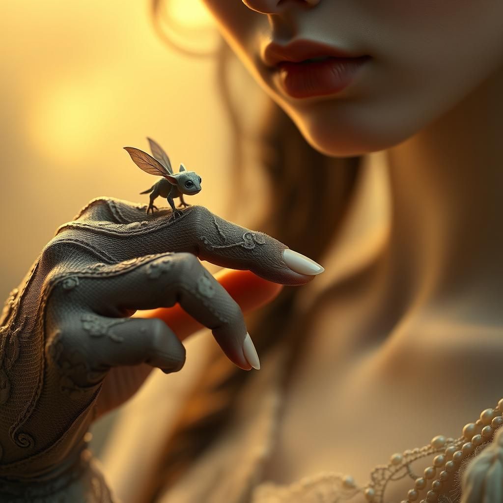 Woman with Goblin: A Surreal Dreamscape