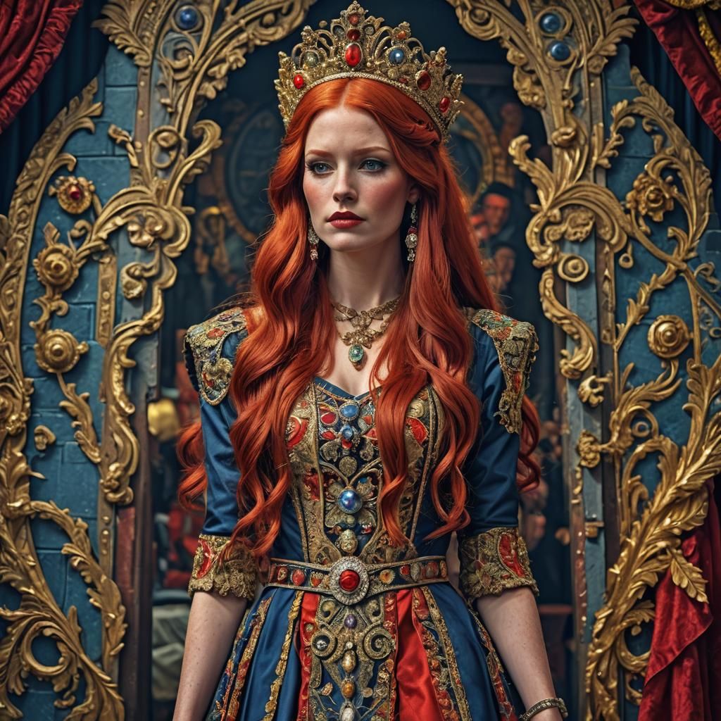 Hyperrealistic Portrait of Red-Haired Pageant Contestant