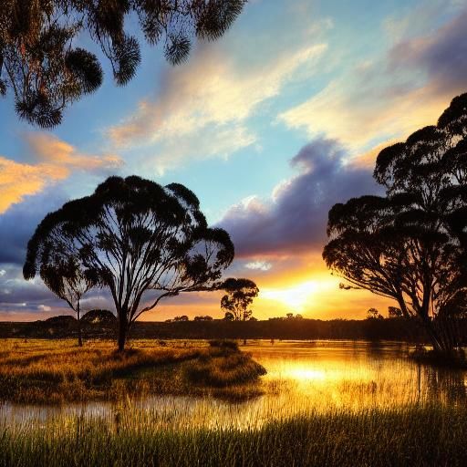 Australian Sunset Over River: Hyperdetailed Splash Screen Ar...