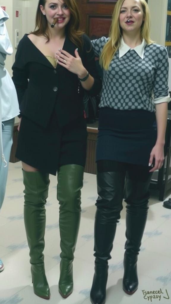 Elegant Women Smoking Cigars in Noir Style