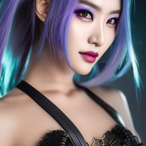 K-Pop Superheroine Portrait in Digital Art Style