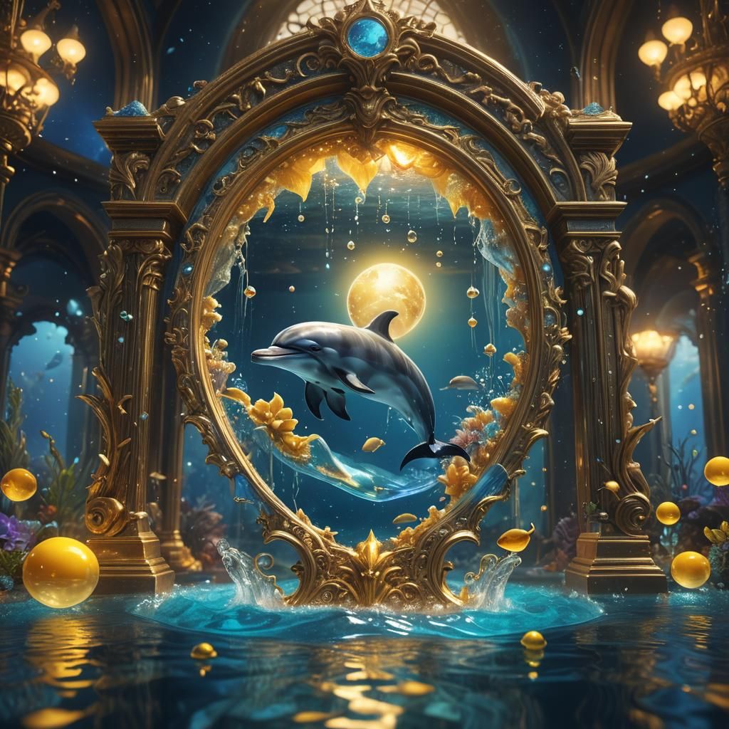 Dolphin Swimming in Glass: Digital Matte Painting