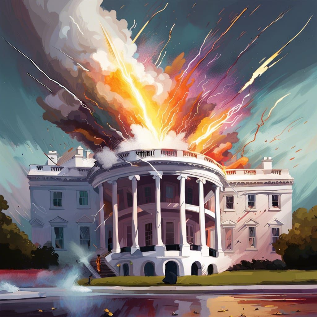 Lightning Strikes White House: Hyperrealistic Digital Art