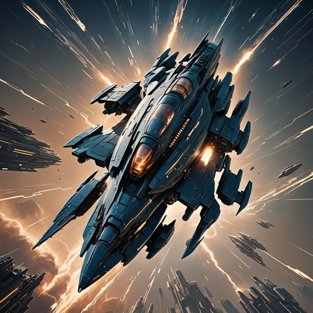 Sci-Fi Quantum Cruiser in Quantum Storm: Digital Concept Art