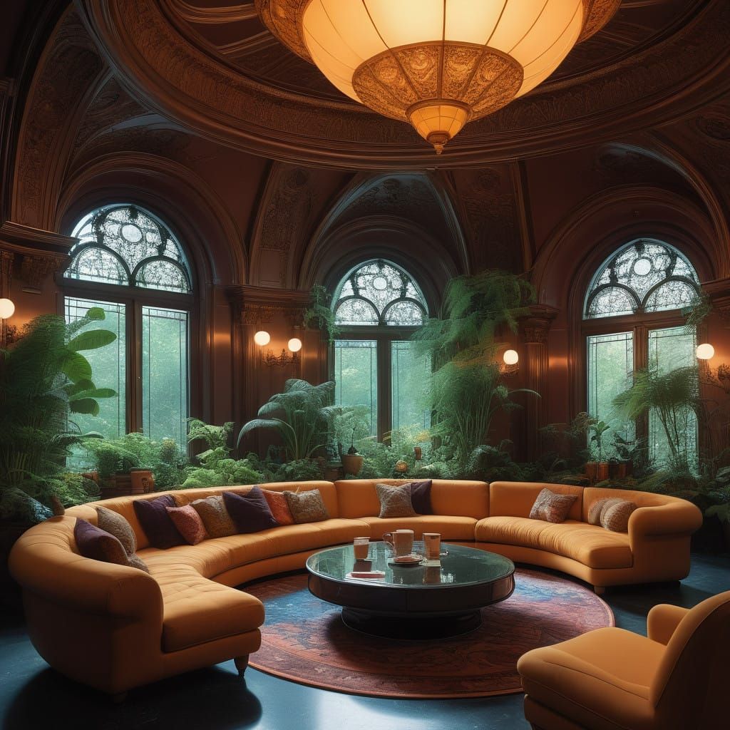 Luxurious Futuristic Coffee Lounge in Baroque Style