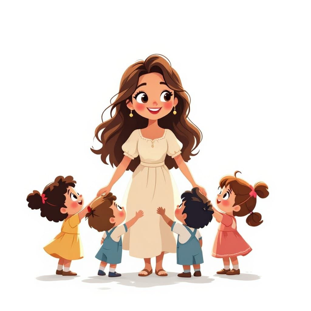 Four Children Posed in a Cute Style on White Background