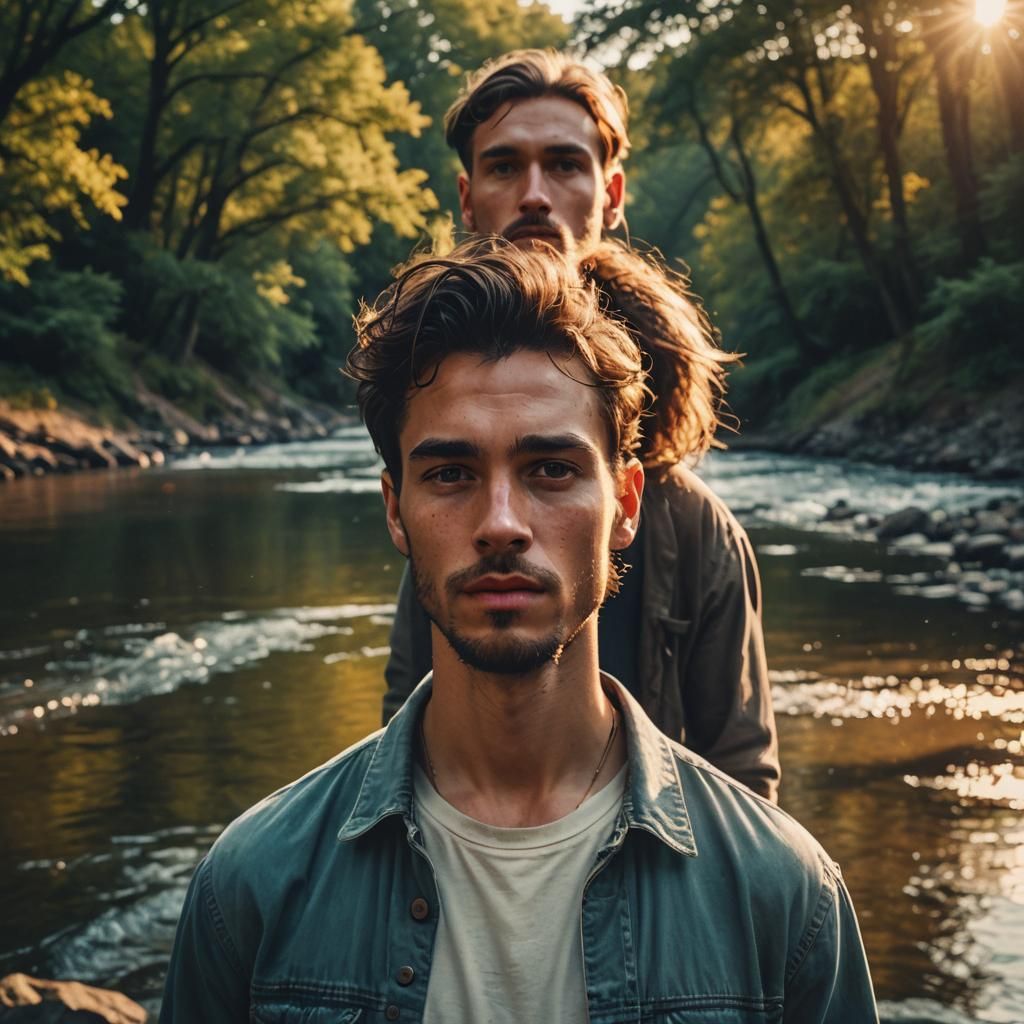 Photorealistic Portrait of River in Golden Hour