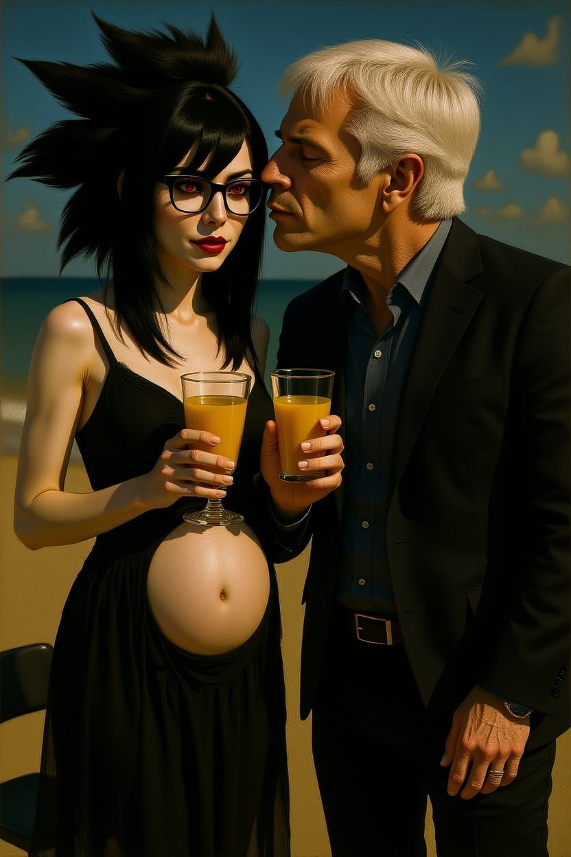 Mystical Pregnant Woman in Surreal Giger-inspired Style