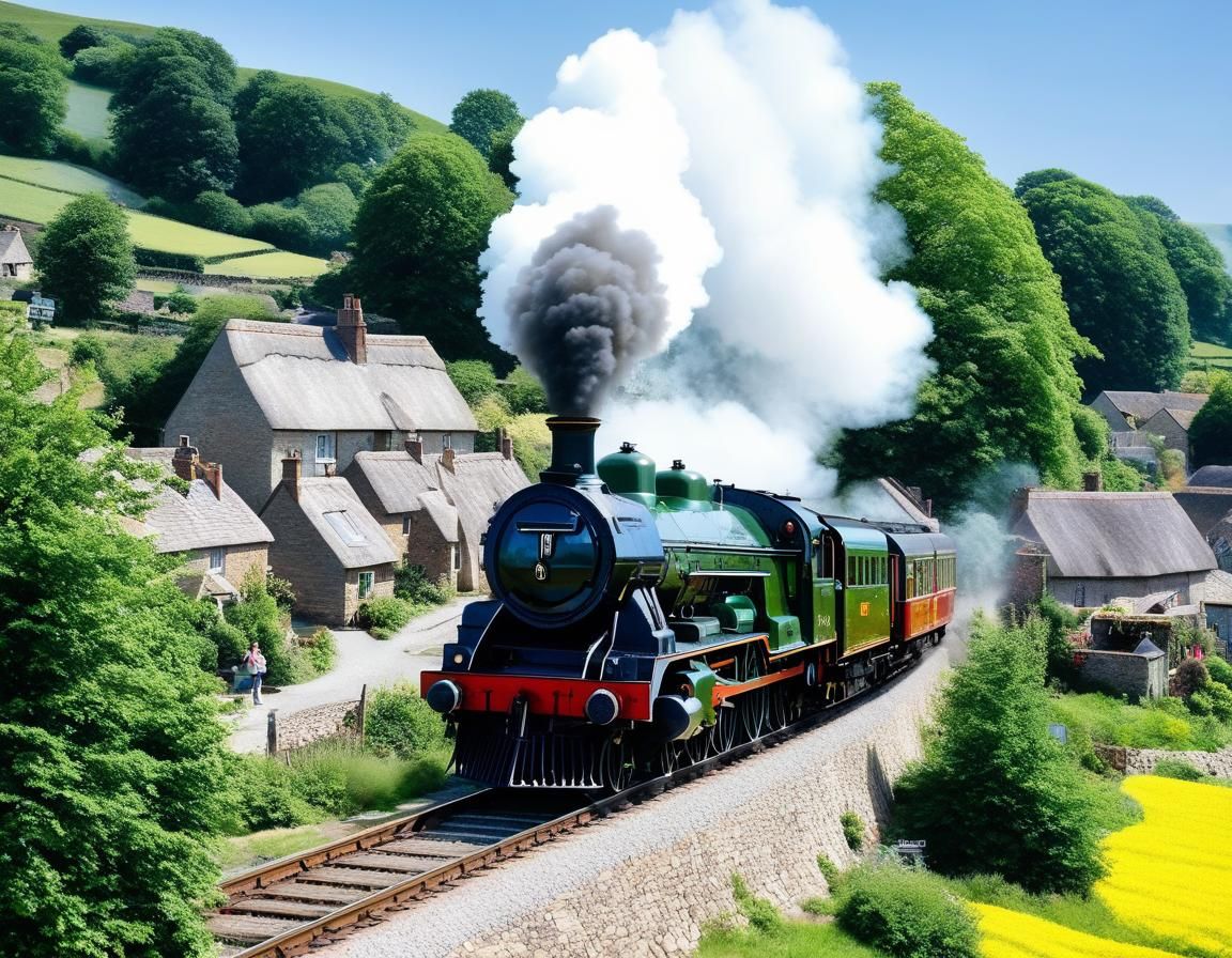 Steam Train Journey Through Picturesque Village