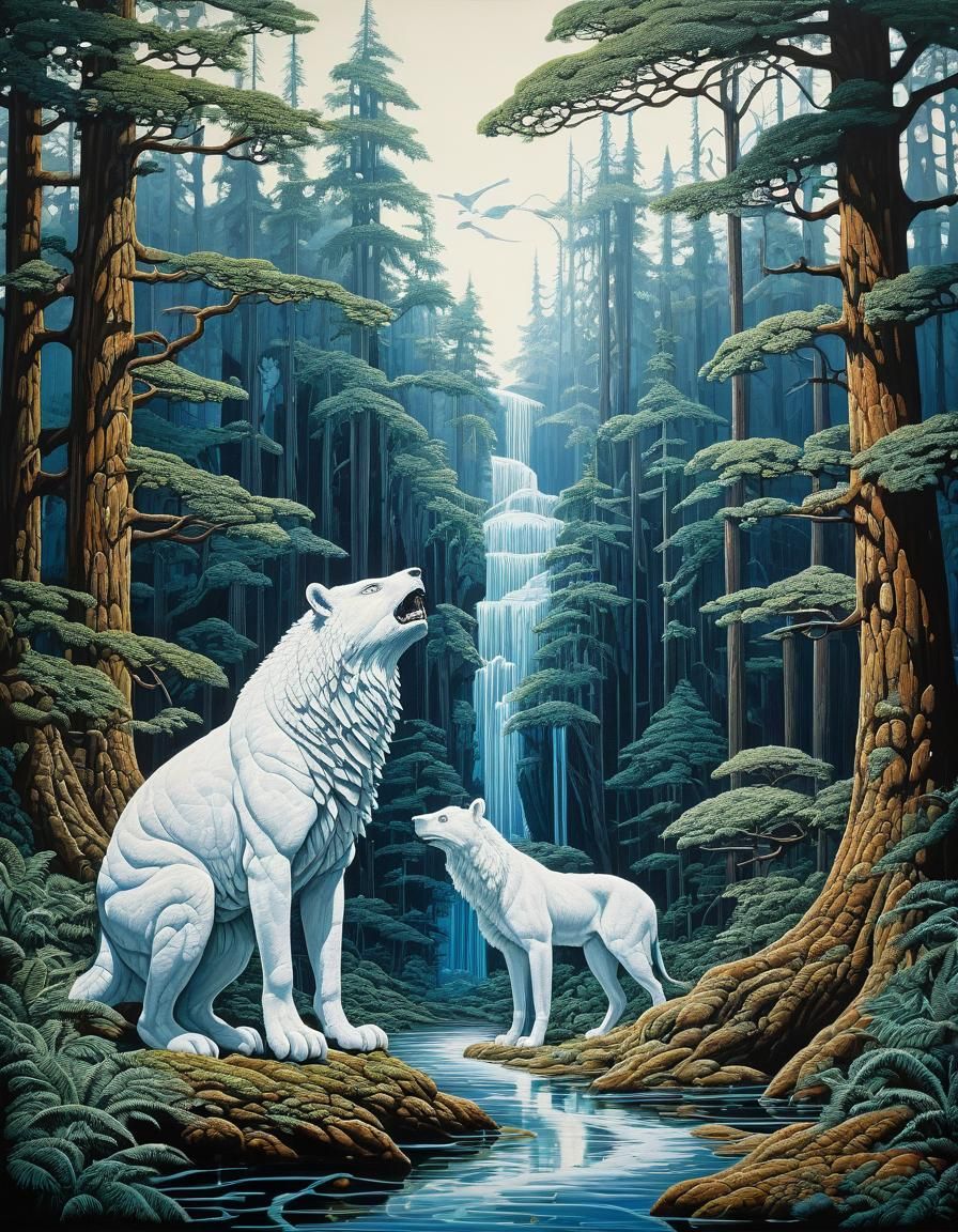 Pine Wilderness: Acrylic and Oil Painting in Art Nouveau Sty...