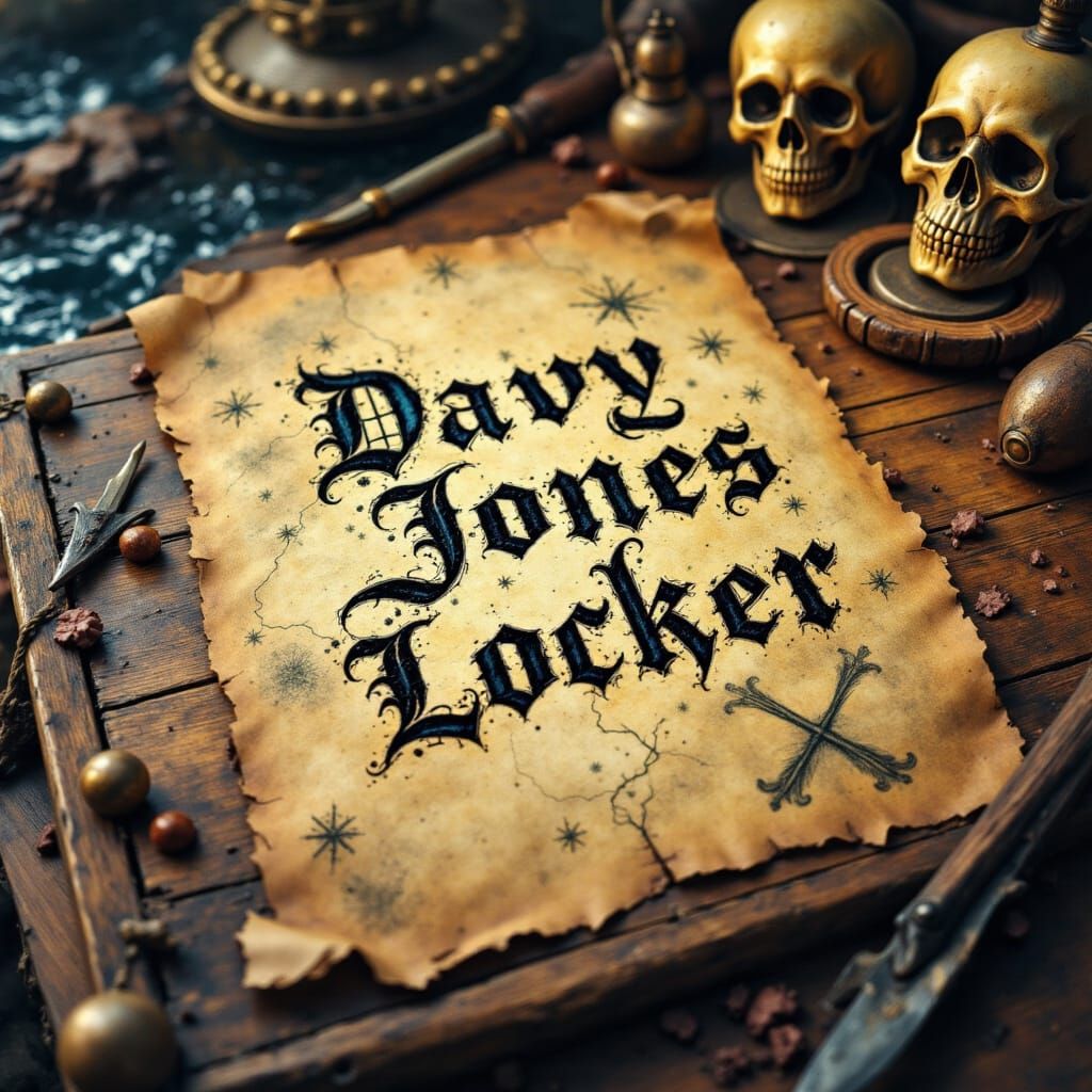 Ornate Pirate Map to Davy Jones Locker