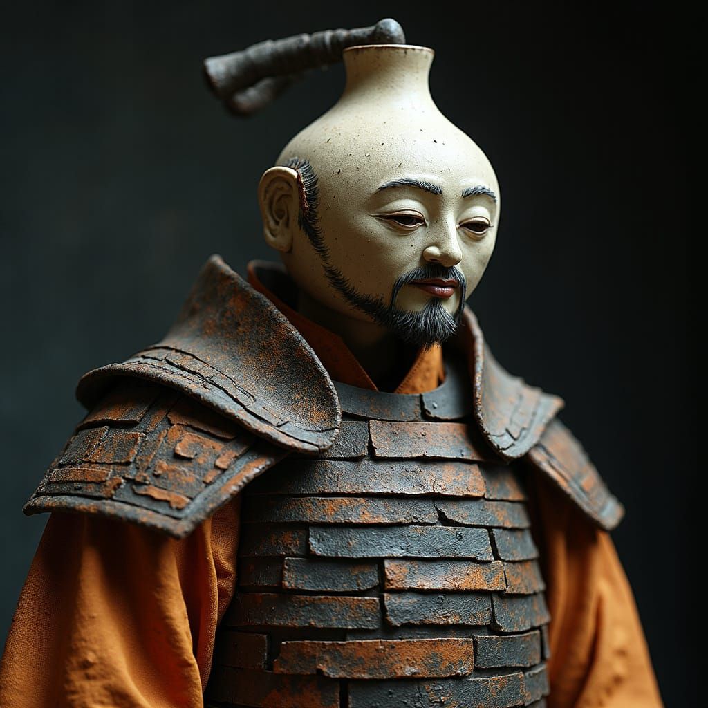 Samurai Warrior Made of Broken Ceramics