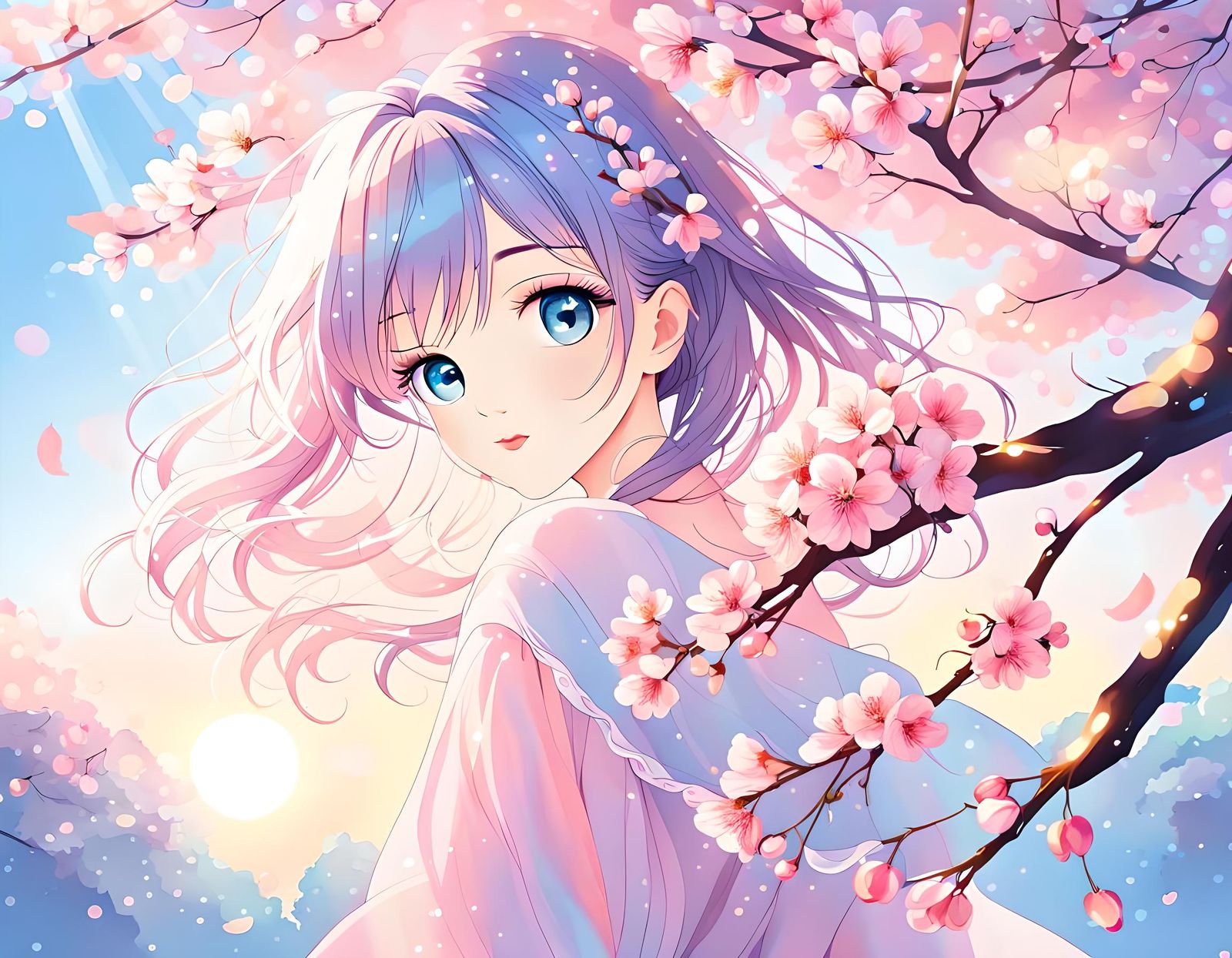 Vivid Cherry Blossoms Against a Deep Blue Sky