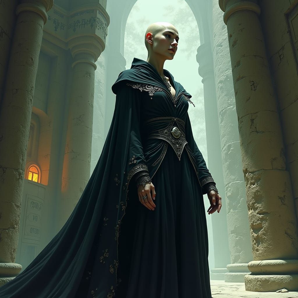 Mystical Sorceress in a Tower, Dark Fantasy Art